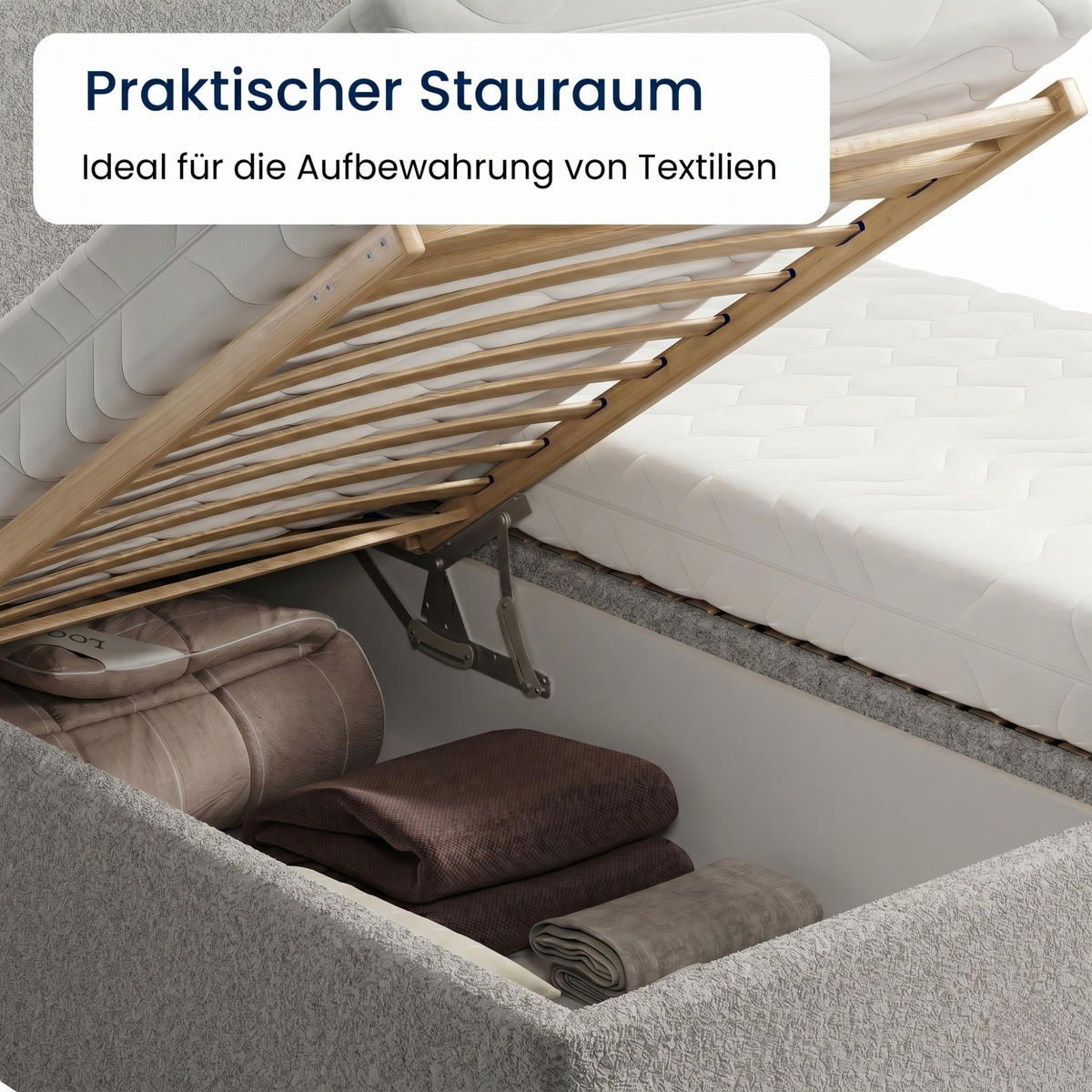 POLSTERBETT 200x200 cm Bouclé Silber - Silberfarben, Textil (200/200cm) - Home Collective