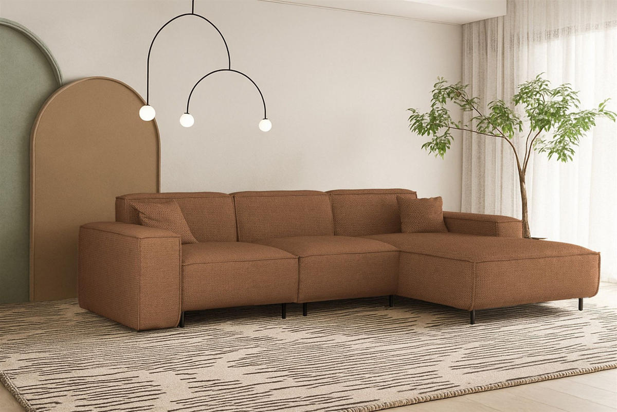 ECKSOFA Gloria In Artico - Braun, Holzwerkstoff/Textil (266/165cm) - Fun Möbel