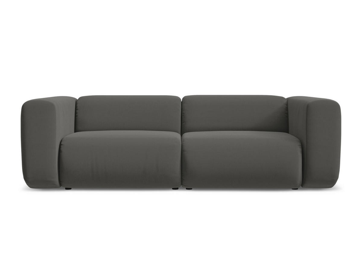 3-SITZER SOFA Samt Stoff Grau - Dunkelgrau/Schwarz, Kunststoff/Textil (228/70/89cm) - Makamii