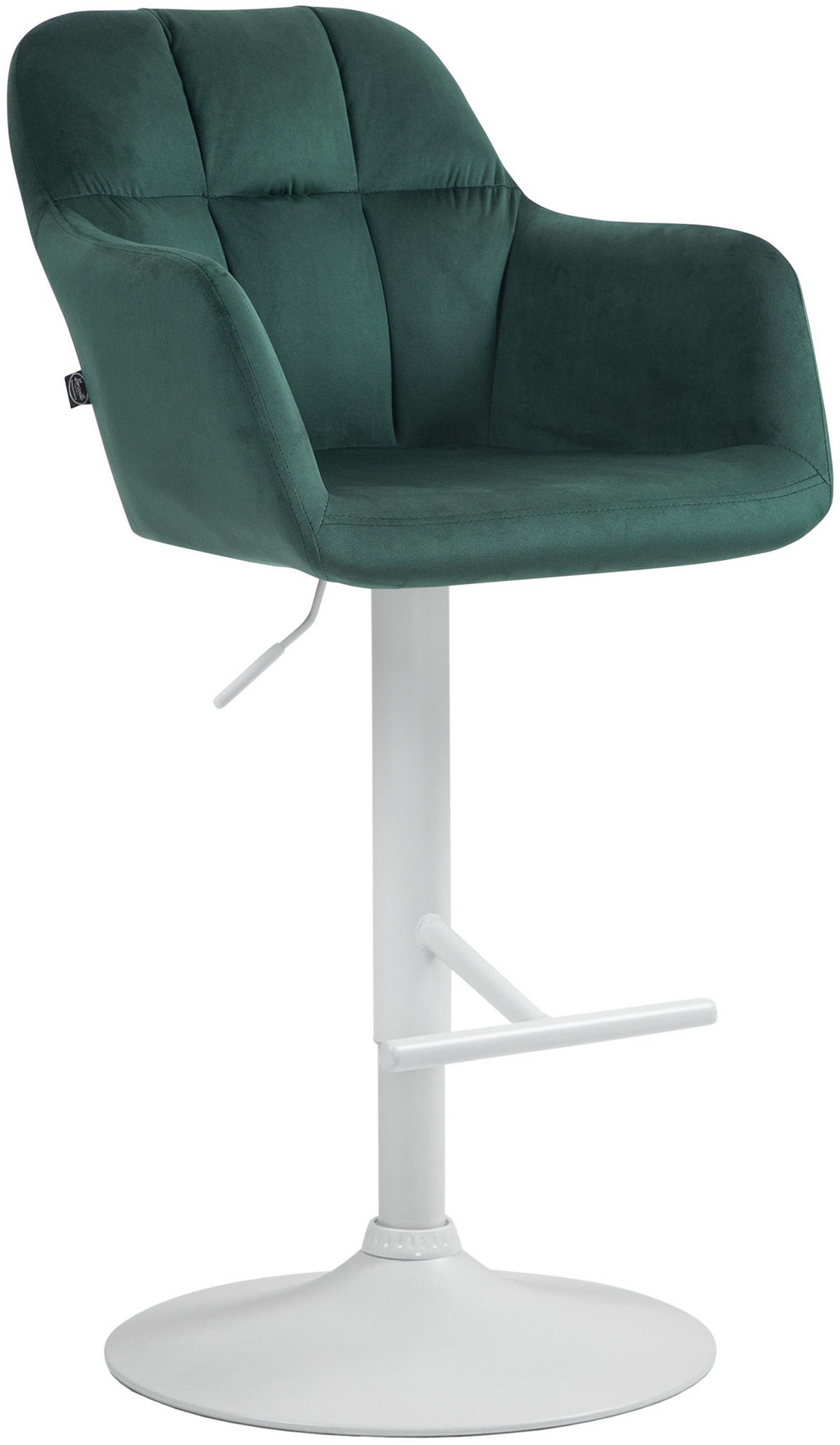 BARHOCKER Nardo Samt weiß grün - Weiß/Grün, Textil/Metall (57/118/59cm) - TPFLiving