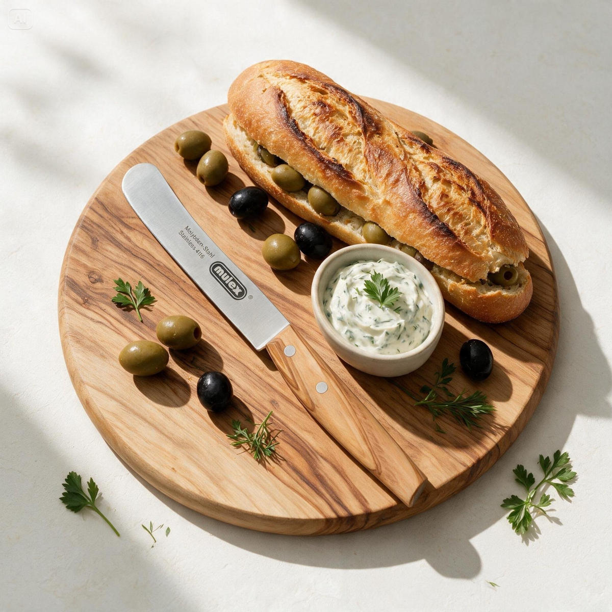 BUTTERMESSER geschmiedet mit Olivenholzgriff - Braun, Holz (22cm) - Mulex