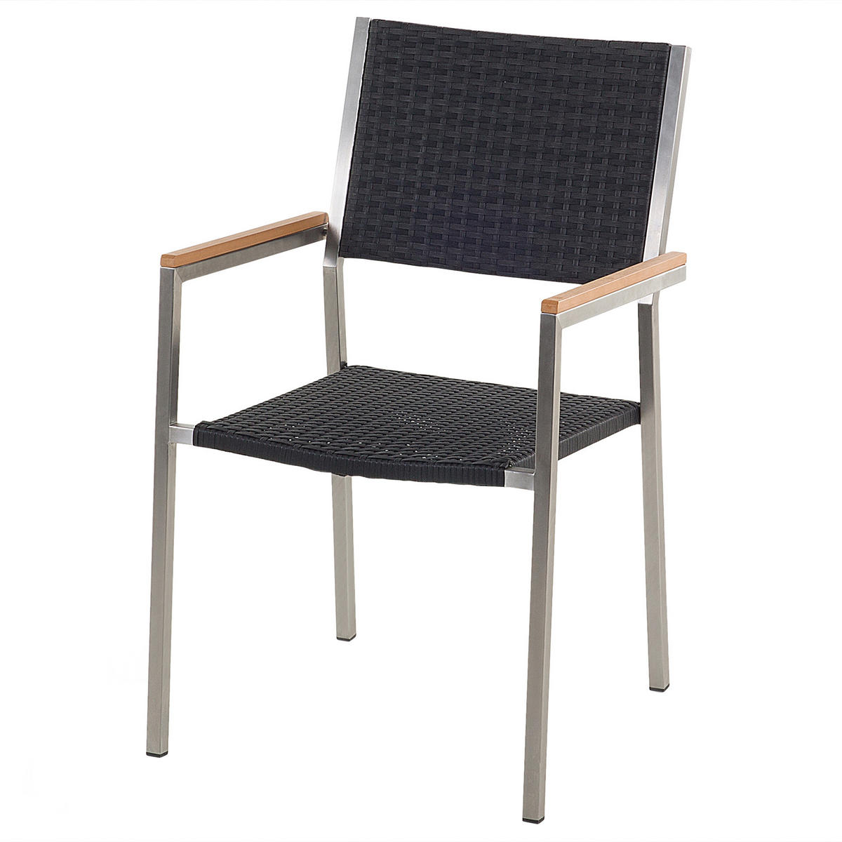 GARTENSTUHL 2er-SET Rattan Edelstahl Grosseto - Silberfarben/Schwarz, Kunststoff (55/87/58cm) - Beliani