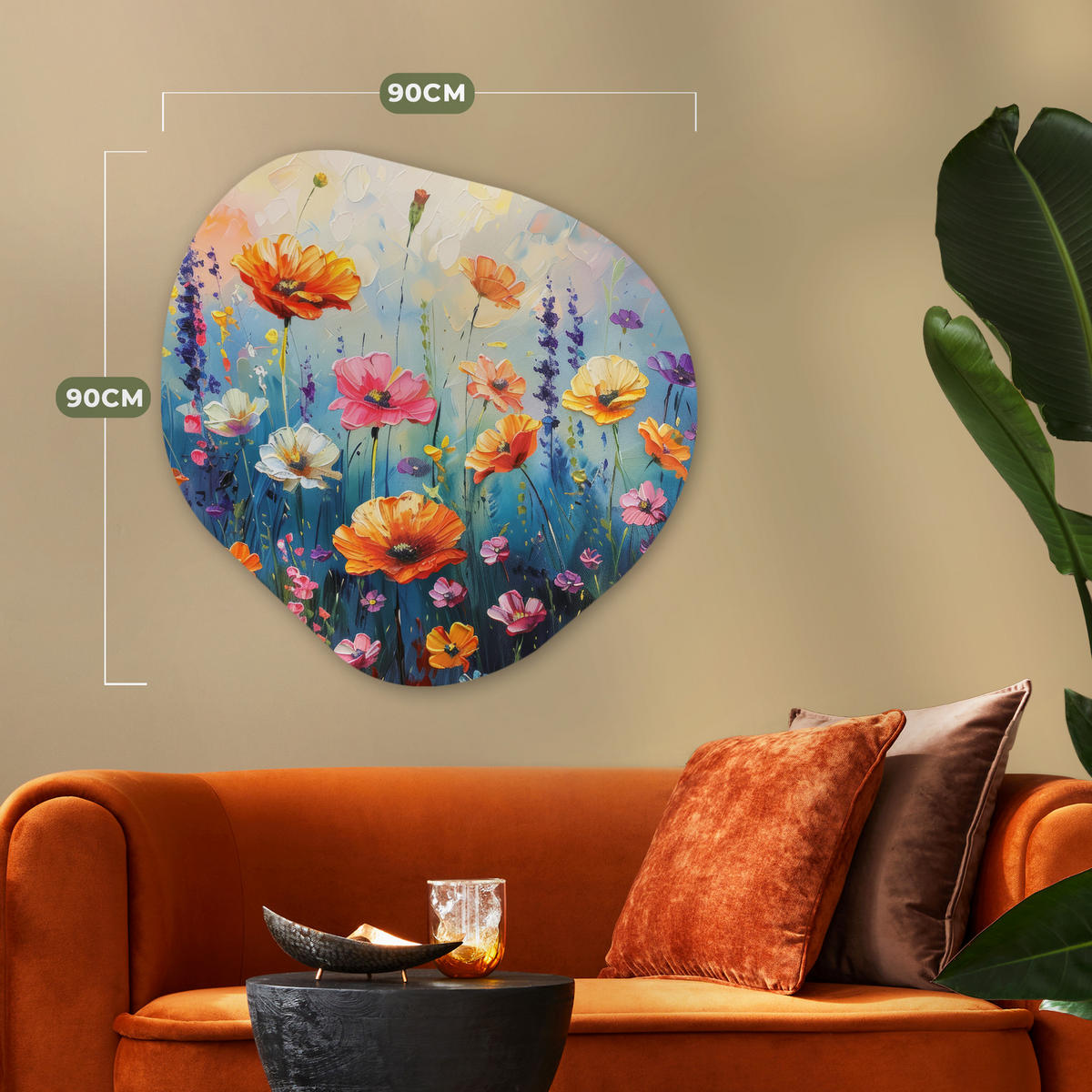 WANDBILD Blumen - Natur - Aquarell - Kunst 90x90 cm - Multicolor, Kunststoff (90/90cm) - MuchoWow