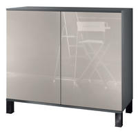 KOMMODE Skadu Sandgrau Hochglanz - Sandfarben, Holzwerkstoff (92.5/84.5/35cm) - Vladon