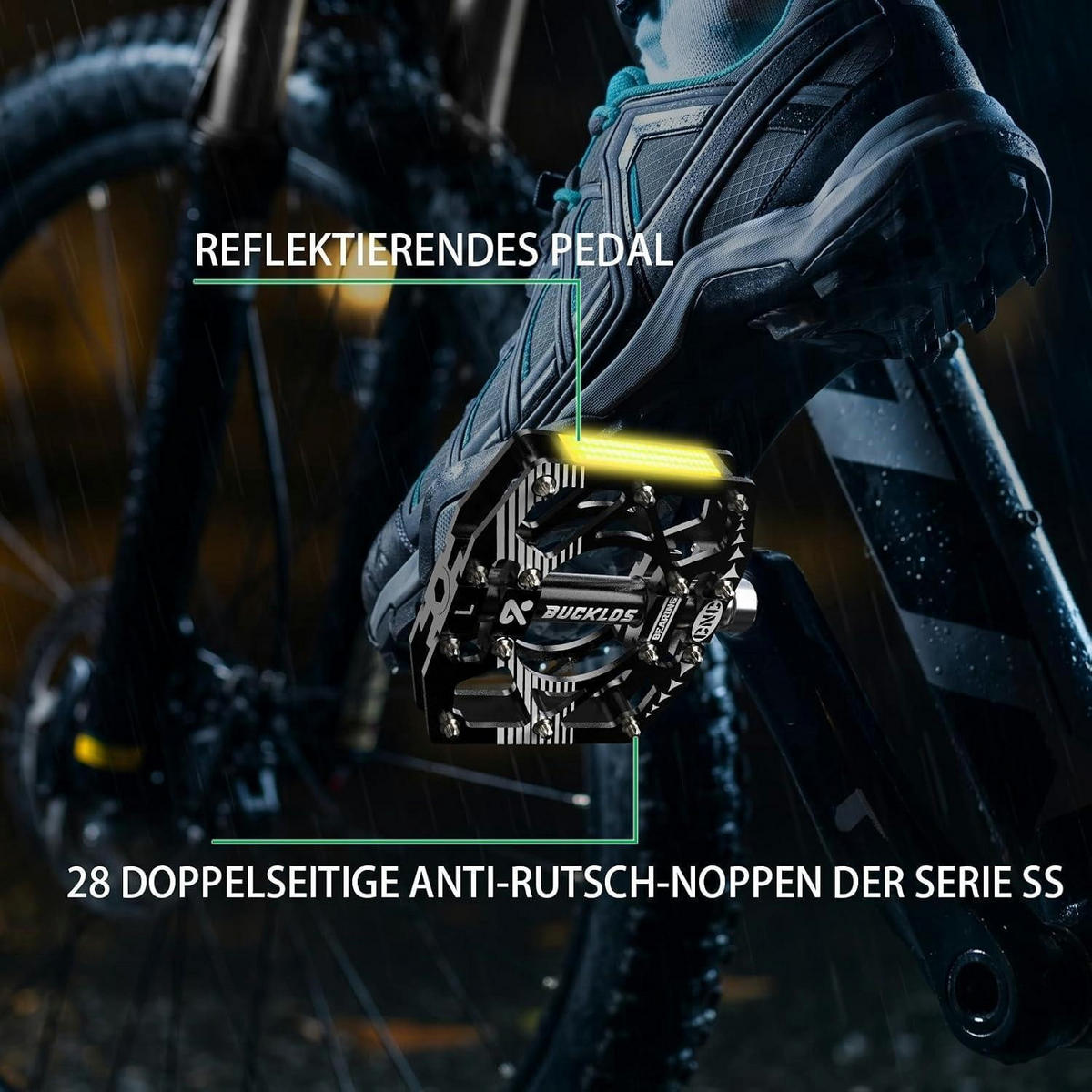 FAHRRADPEDALE Aluminium CNC Schwarz-Blau mit Anti-Rutsch Pins - Blau, Metall (10/1.5/12.2cm)
