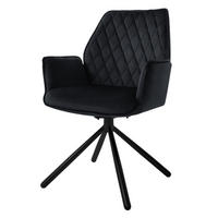 DREHSTUHL Samt Schwarz - Schwarz, Metall (63/90/57cm) - ML-DESIGN