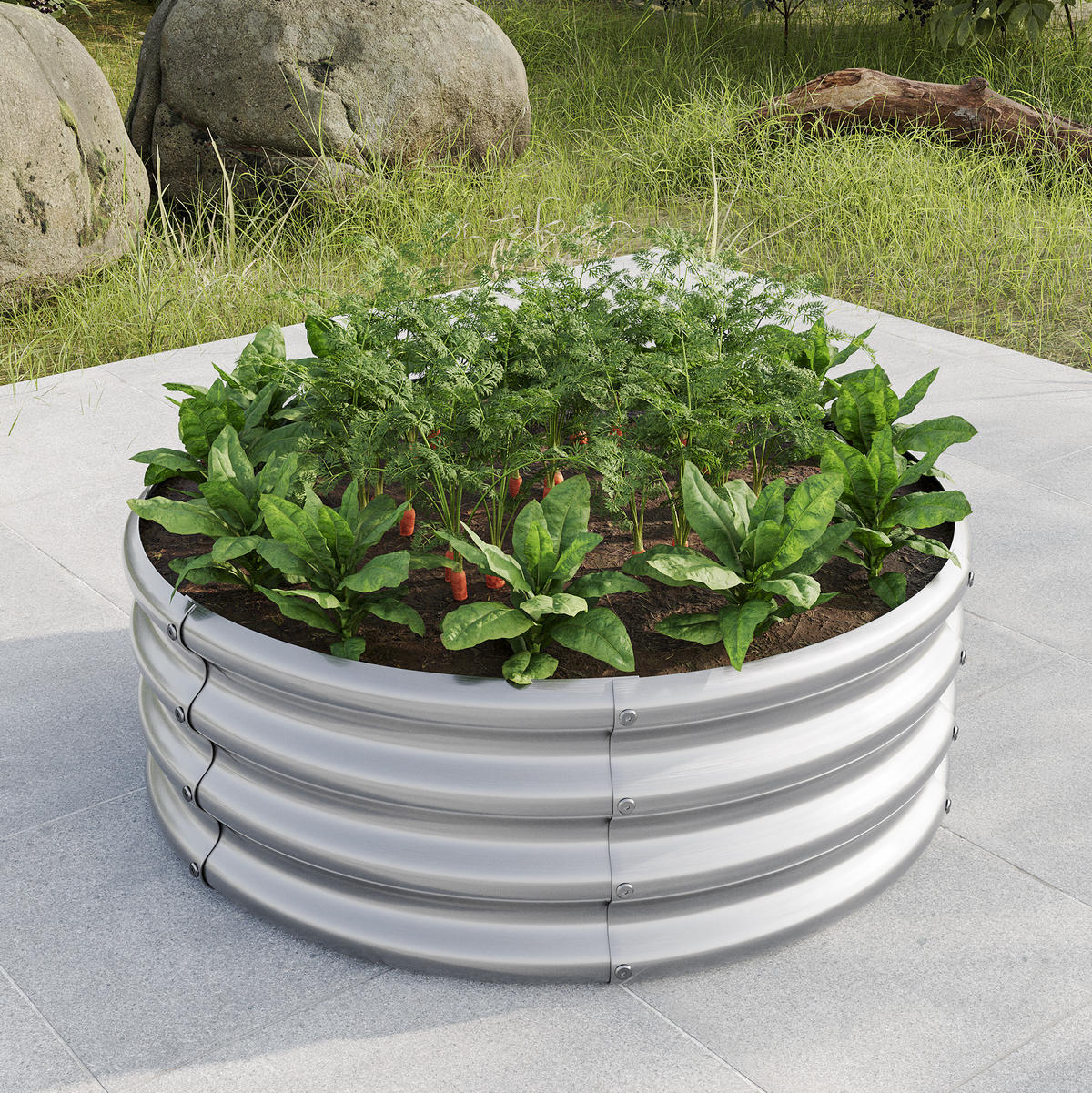 HOCHBEET 81.5/81.5/13 cm Silber - Silberfarben, Metall (80/30/80cm) - Oxeza