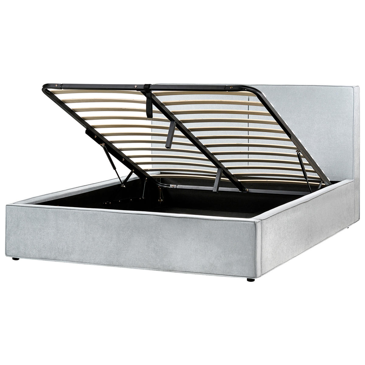 BETT mit Stauraum 180/200 cm Hellblau Moissac - Blau/Schwarz, Textil (180/200cm) - Beliani