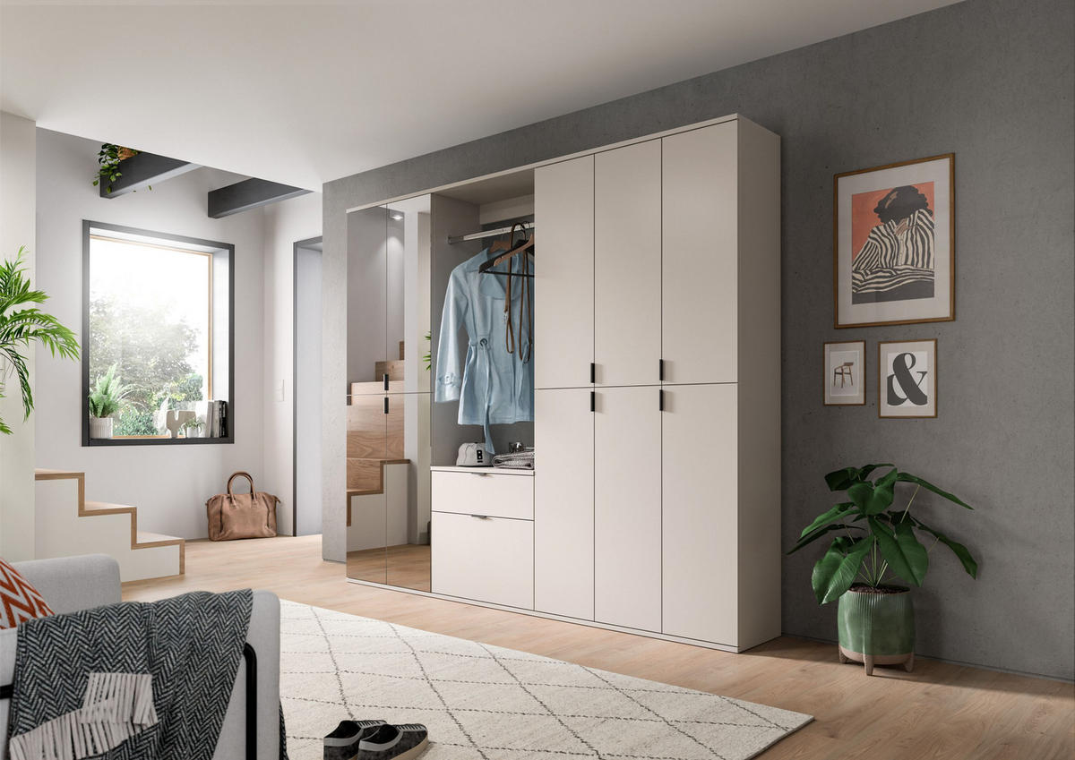 GARDEROBE Nexus 3-tlg. (B/H/T: ca. 213/193/34 cm) in Kaschmir/Kaschmir - Kaschmir, Holzwerkstoff (213/193/34cm)