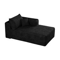 RÉCAMIERE DE-34736 linke Chaiselongue mit Corduroy Schwarz - Schwarz, Textil (90/58/151cm) - ComfortXL