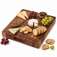 SCHNEIDEBRETT Braun Akazienholz beidseitig Saftrille 40x32 cm - Braun, Holz (40/32cm) - Relaxdays