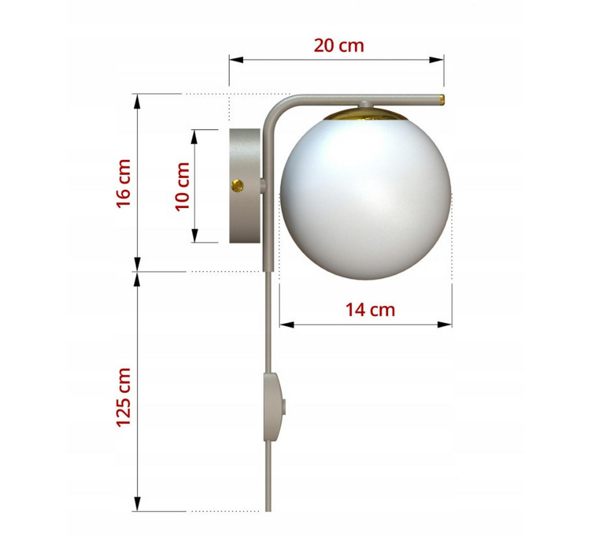 WANDLEUCHTE ECRU II - Beige/Goldfarben, Glas/Metall (20/16/14cm) - kiki design