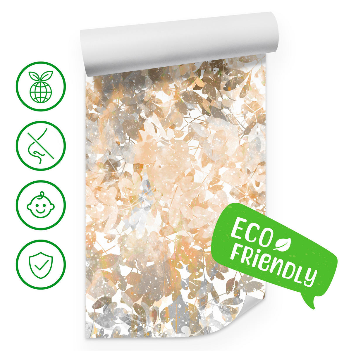 FOTOTAPETE für Wohnzimmer Blätter Abstraktion 300x210 - Beige/Orange, Papier (300/210cm) - Muralo