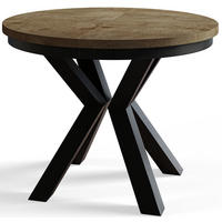 ESSZIMMERTISCH LOFT, ausziehbarer Tisch 120 cm/200 cm, Farbe: Dunkelbraun, mit Metallbeinen in Farbe Schwarz - Dunkelbraun/Schwarz, Holzwerkstoff (120/120/76cm) - Alpi-Möbel