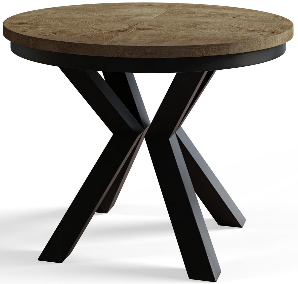 ESSZIMMERTISCH LOFT, ausziehbarer Tisch 120 cm/200 cm, Farbe: Dunkelbraun, mit Metallbeinen in Farbe Schwarz - Dunkelbraun/Schwarz, Holzwerkstoff (120/120/76cm) - Alpi-Möbel