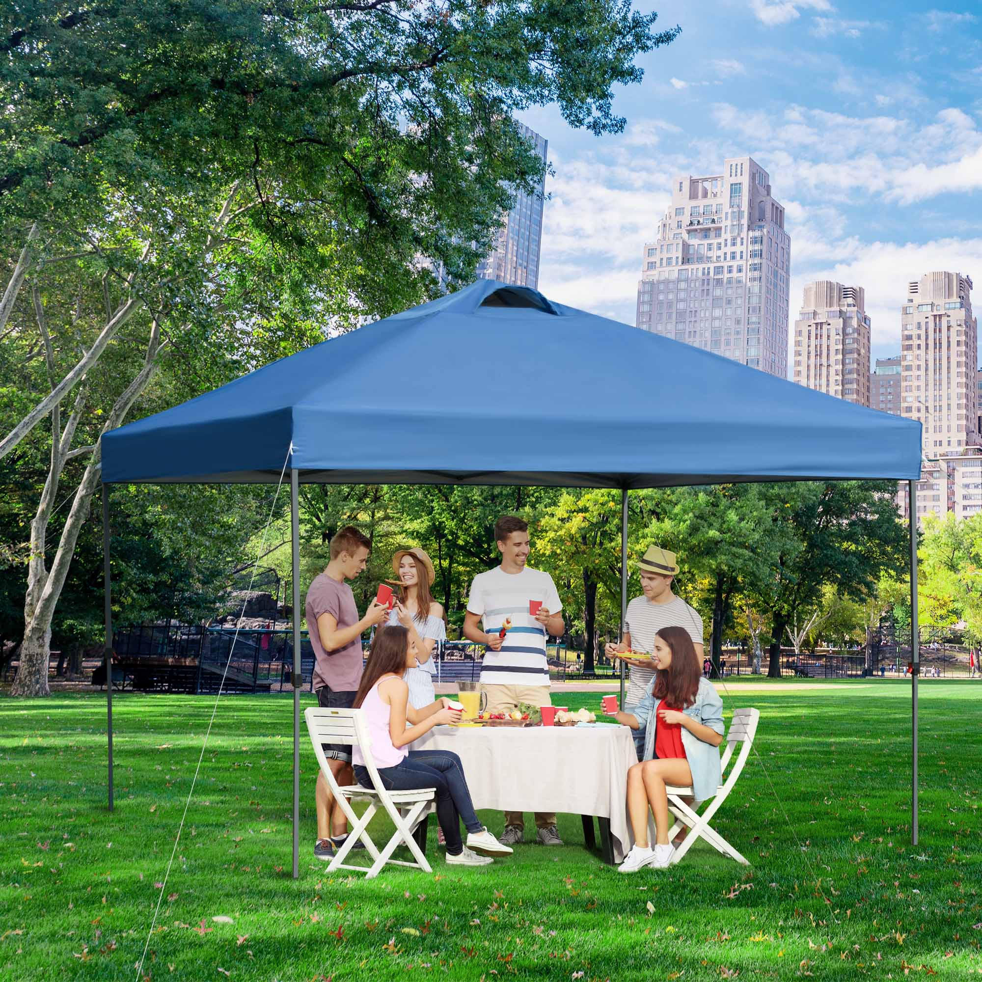 PAVILLON ca. 3x 3m - Blau, Kunststoff (295/264/295cm) - Outsunny