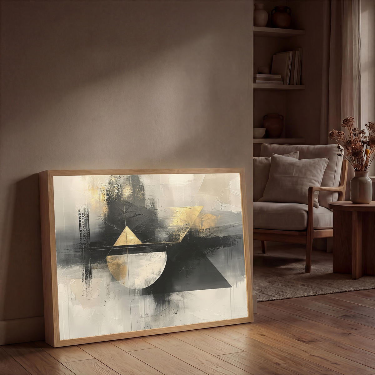 WANDLEUCHTE MIT AKKU Abstrakt - Schwarz - Farbe - Modern 90x60 cm - Grau, Holzwerkstoff (90/60/8cm) - OnlyWow