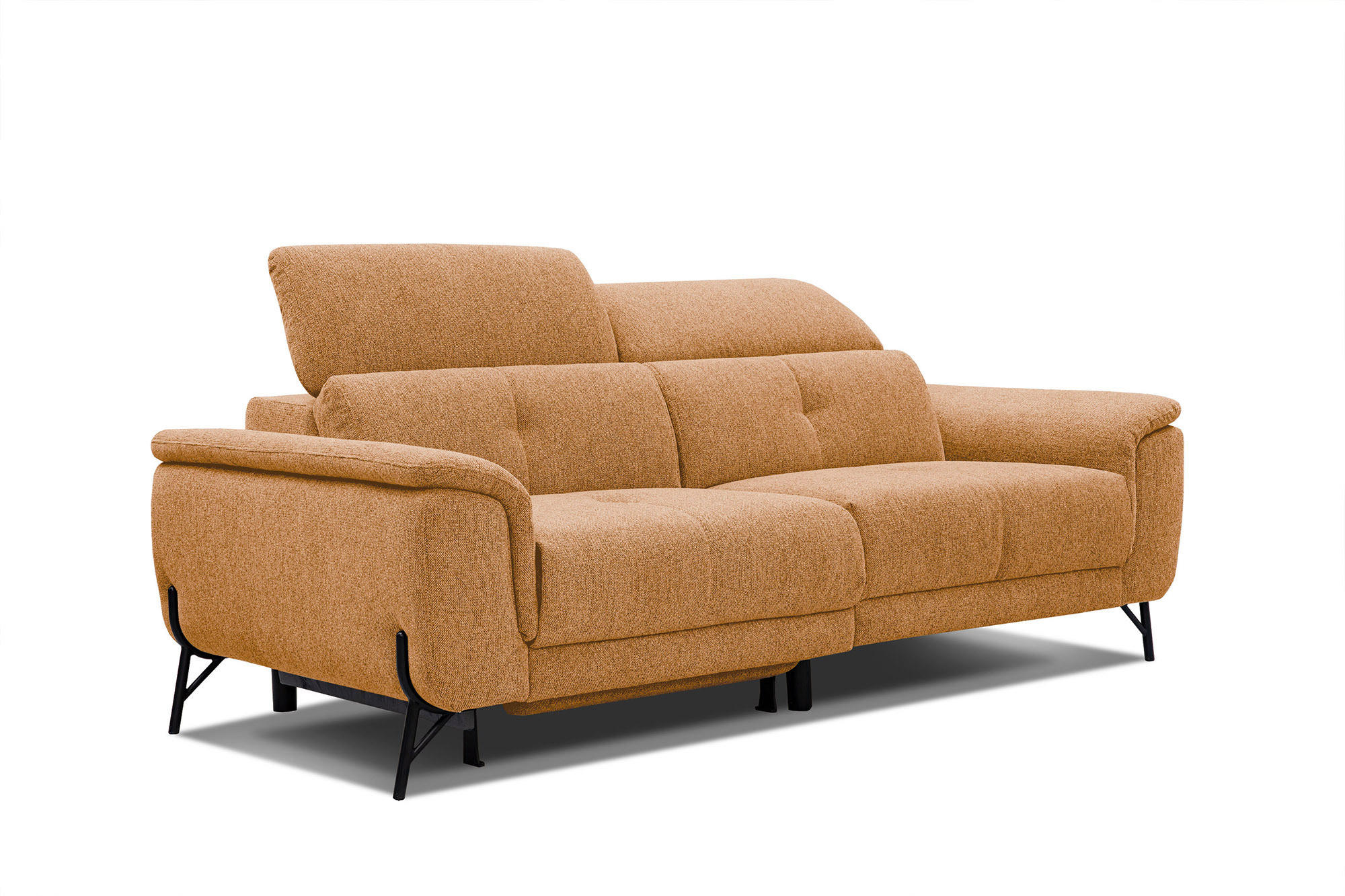 SOFA AVENA 3-Sitzer mit 1 Relaxfunktion, orange - Orange, Holzwerkstoff/Textil (204/80/108cm) - Courtois Laville