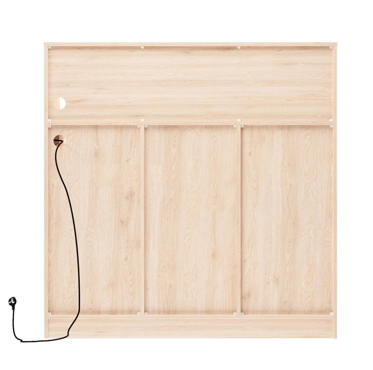 SIDEBOARD aus MDF 120x40x121 cm Natur/Weiß mit LED-Beleuchtung, Steckdose, Weinregal und Gläserhalter - Weiß, Holzwerkstoff (120/121/40cm) - Modfu