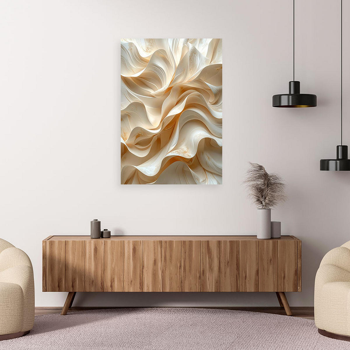 LEINWANDBILDER, 3D-Abstraktion - Beige, Textil (70/100cm) - Feeby