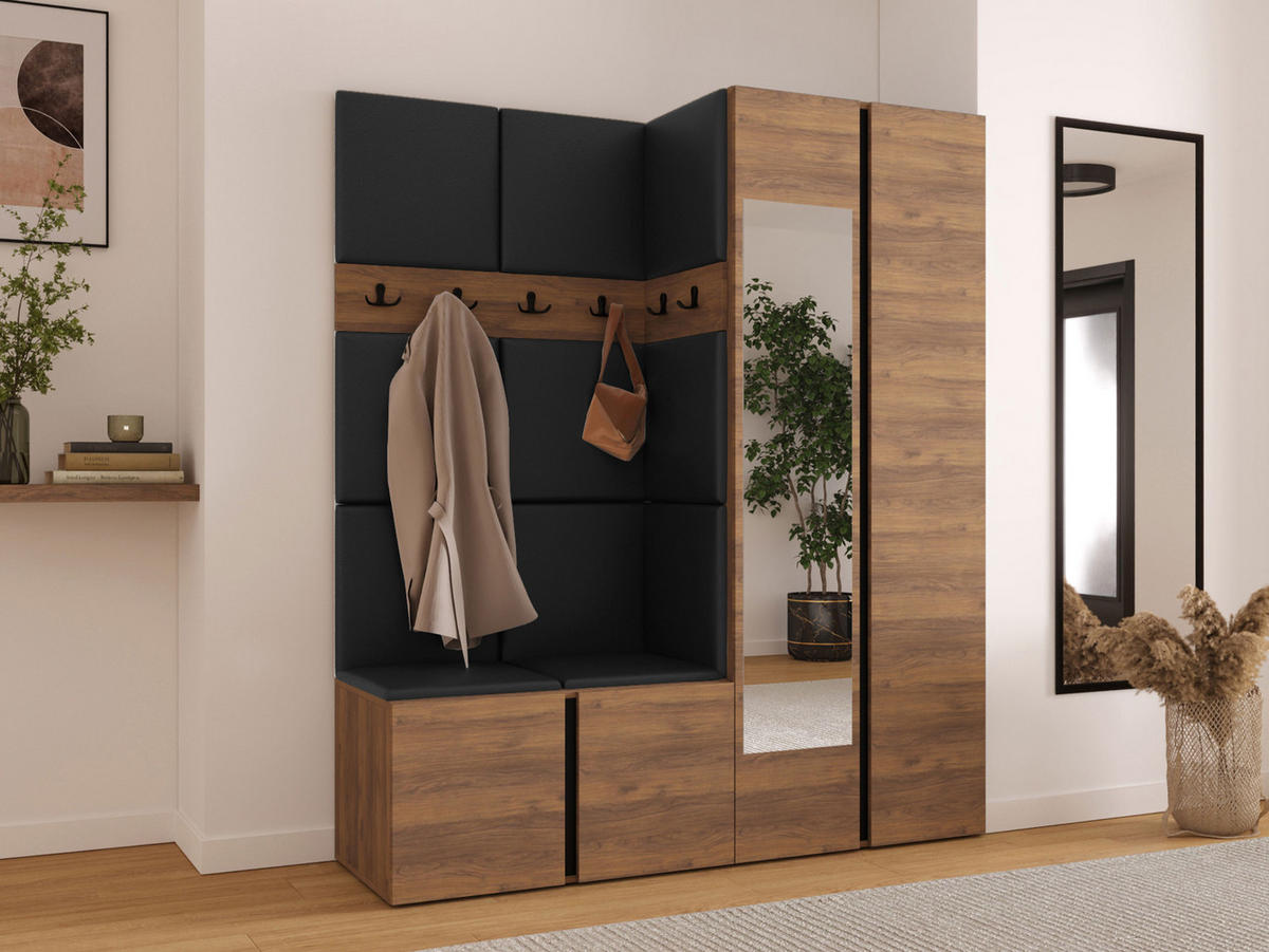 MOBILIER PENTRU HOL Orion XII - culoare lemn de nuc/negru, material plastic/compozit lemnos (158/186/46cm) - MIRJAN24