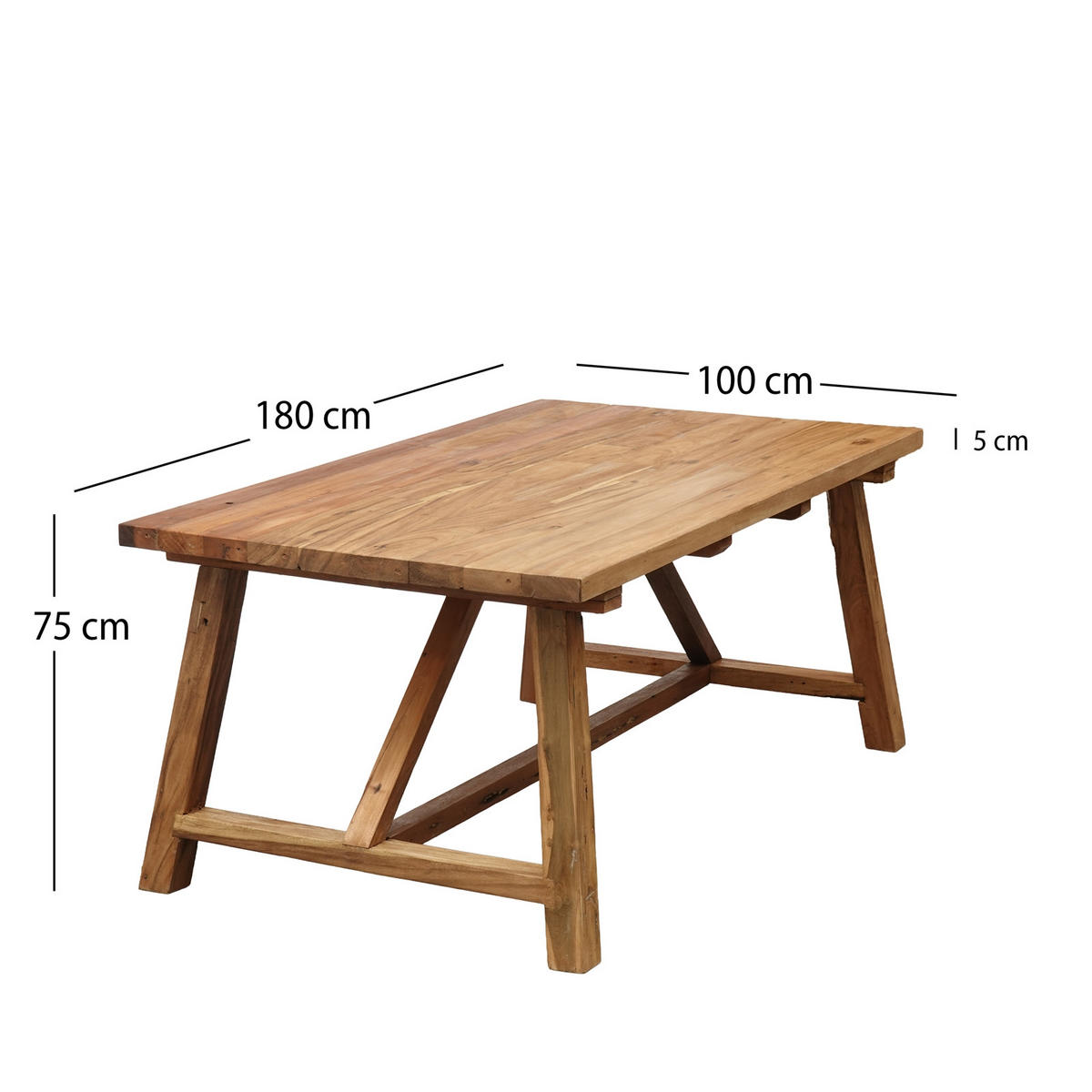 ESSTISCH Roca 180x100cm, Massivholz naturfarben - Naturfarben, Holz (100/180/74cm) - CREEDWOOD