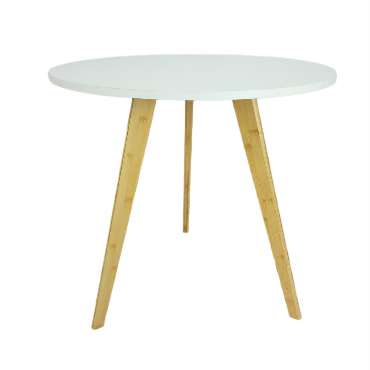 COUCHTISCH Bambus Weiß Naturfarbe rund Ø56 cm - Weiß/Naturfarben, Holzwerkstoff (56/56/56cm) - Begryf