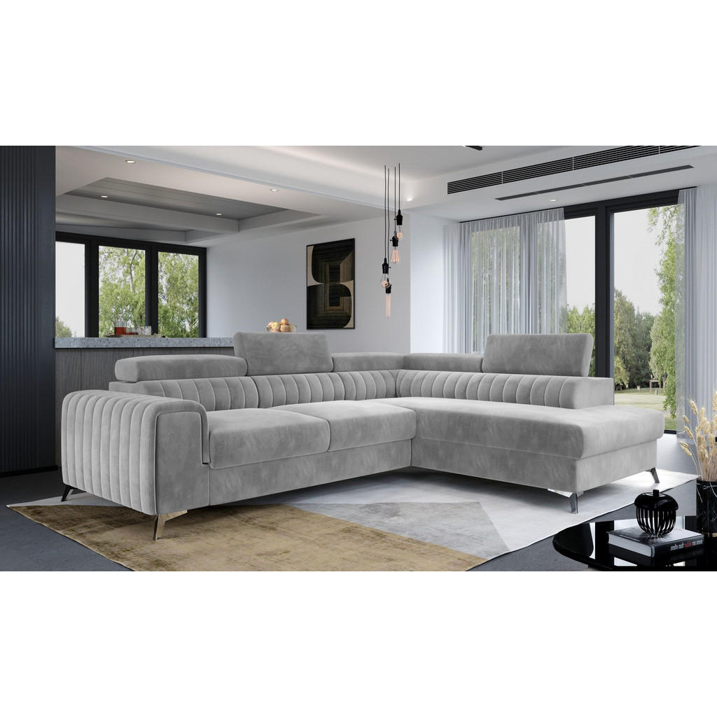 Thumbnail - Möblo Ecksofa, Silber, Textil, 4-Sitzer, L-Form, 275x205 cm, Wohnzimmer, Sofas & Couches, Wohnlandschaften, Ecksofas