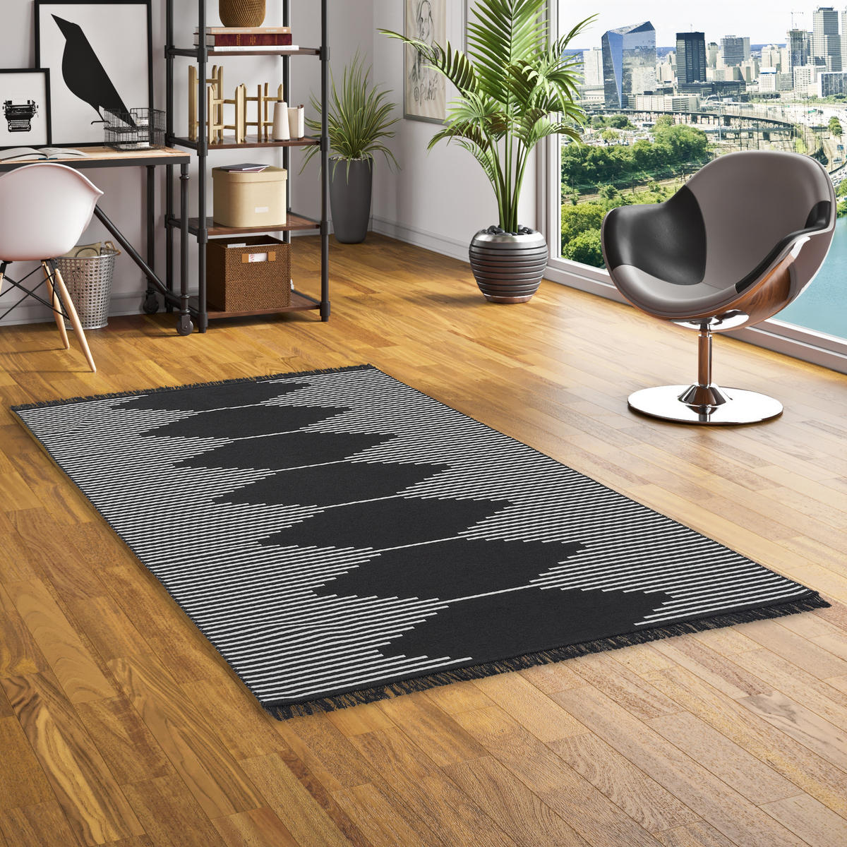 TEPPICH BEIDSEITIG ETHNO KELIM TREND - Grau, Textil (140/200cm) - Pergamon