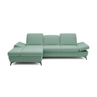 ECKSOFA FELICE L-S Grün Geflochtener Stoff mit Schlaffunktion - Grün, Holz (284/166cm) - MASSENO