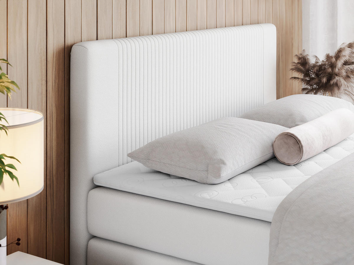 BOXSPRINGBETT KING DOREN 140/200 Weiß Kunstleder - H4 - Weiß, Holz/Textil (140/200cm) - MKS