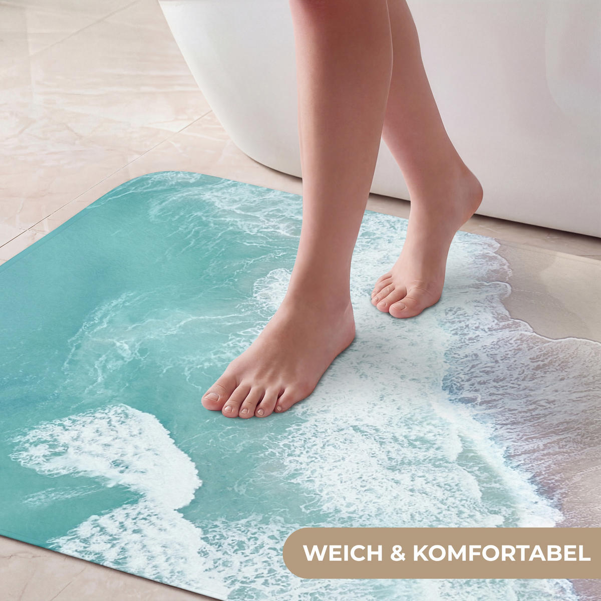 KOUPELNOVÁ PŘEDLOŽKA Pláž - Moře - Příroda - Léto 60x90 cm - tyrkysová, textil/plast (60/90cm) - OnlyWow