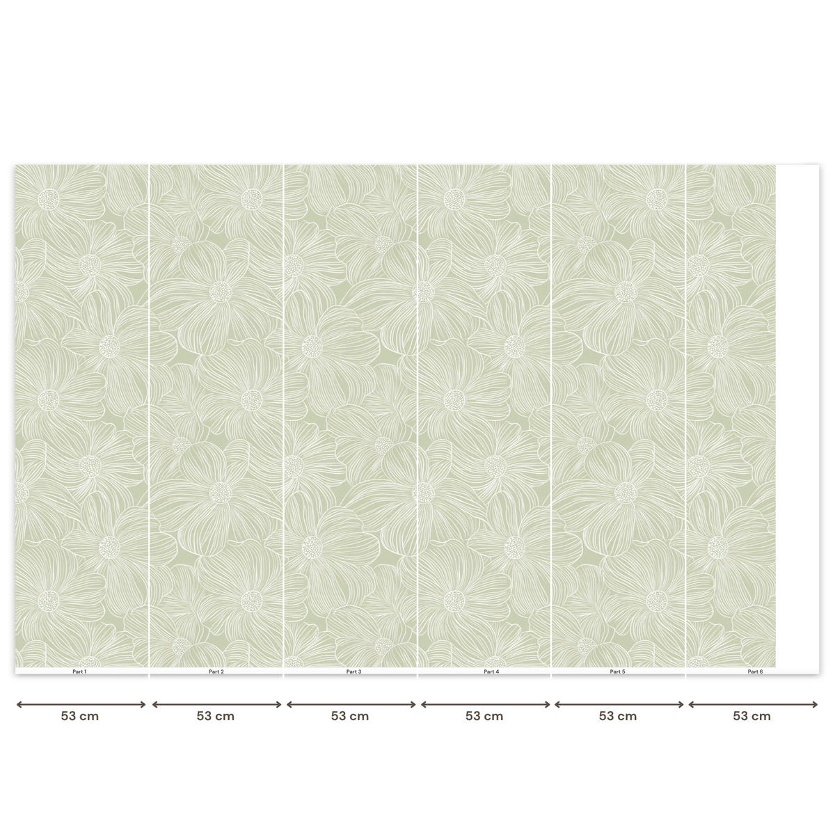 TAPETE - Gelassenheit - Blumen - Grün - 350x220 cm - Salbeigrün, Papier (350/220cm) - OnlyWow