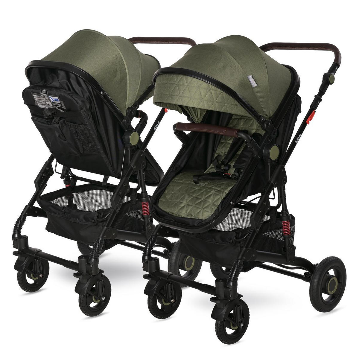 KINDERWAGEN 2 in 1 Alba grün Adapter umbaubar Wickeltasche Moskitonetz - Grün, Metall (102/66/122cm) - Lorelli