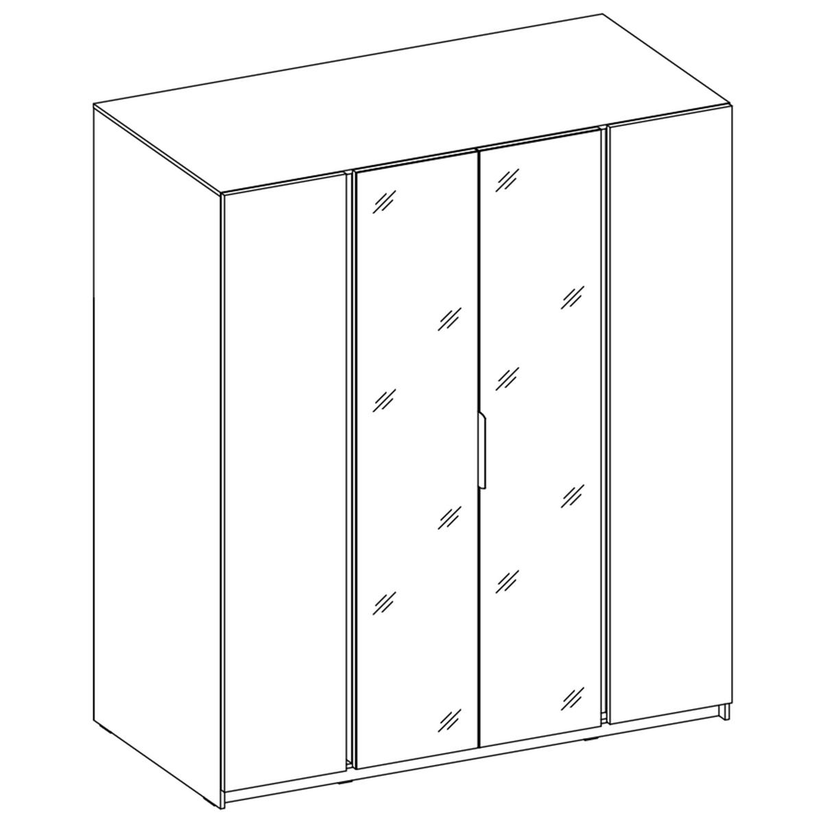 KLEIDERSCHRANK Nehir Schwarz/Eiche Evoke 200 cm - 4T Modern mit 2 Spiegeln mittig - Eichefarben/Schwarz, Holzwerkstoff/Kunststoff (200/239/61.9cm) - AX Living