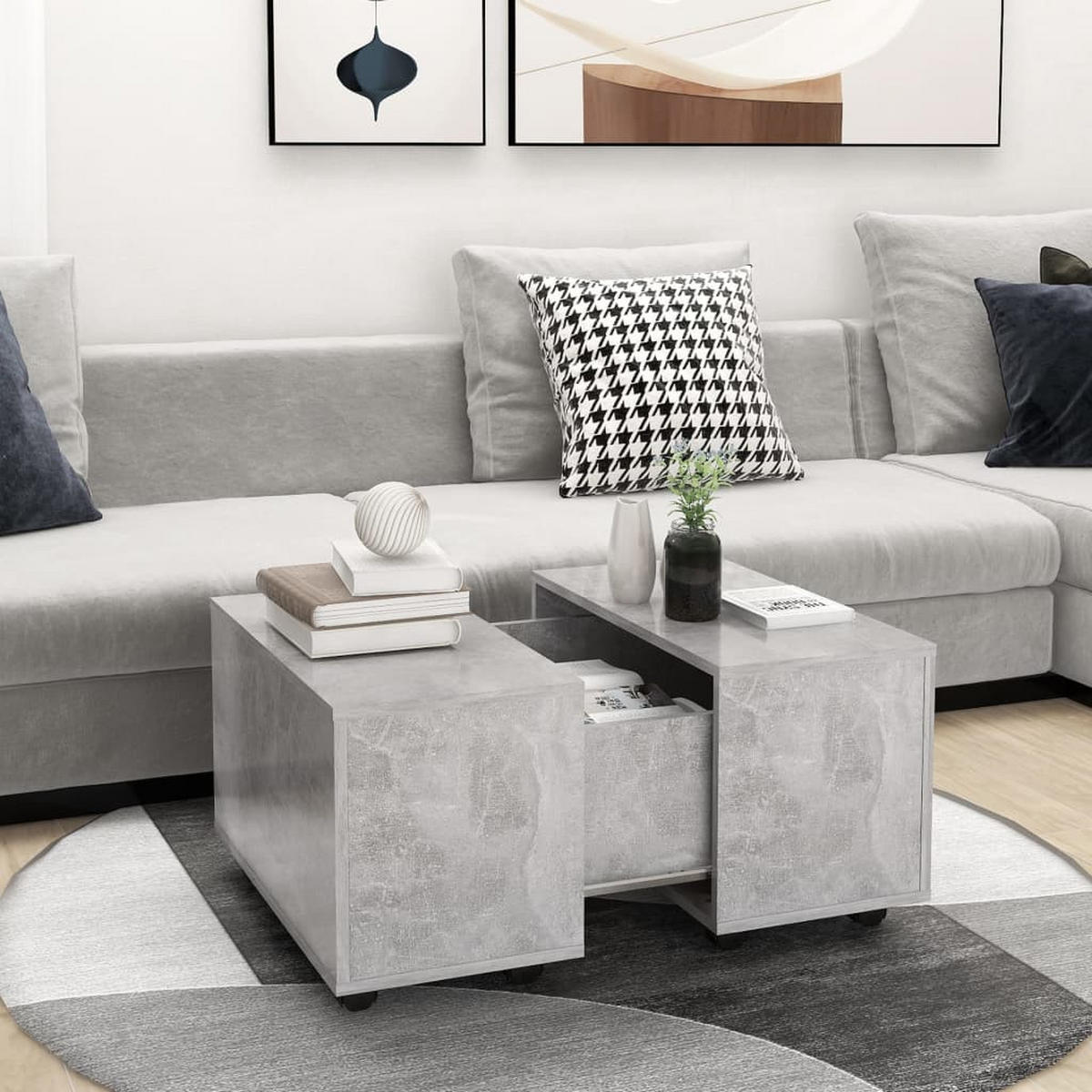 COUCHTISCH Betongrau 60x60x38 cm Holzwerkstoff - Hellgrau, Holzwerkstoff (60/60/38cm) - furnicato
