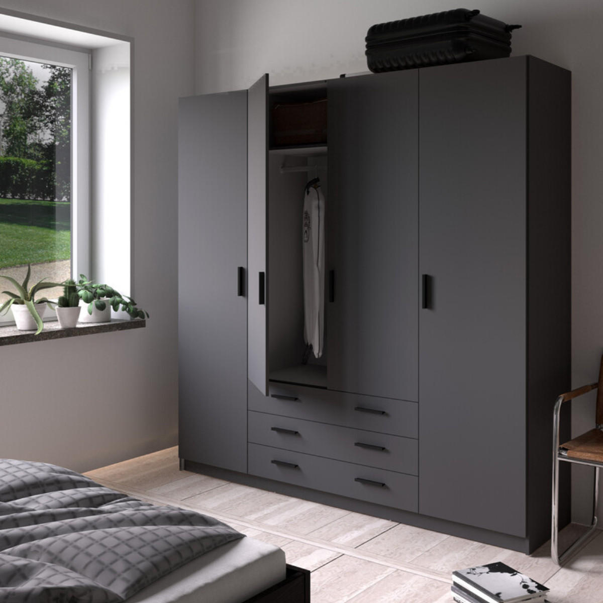 KLEIDERSCHRANK Grau - Grau, Holzwerkstoff (196/201/50cm) - ebuy24