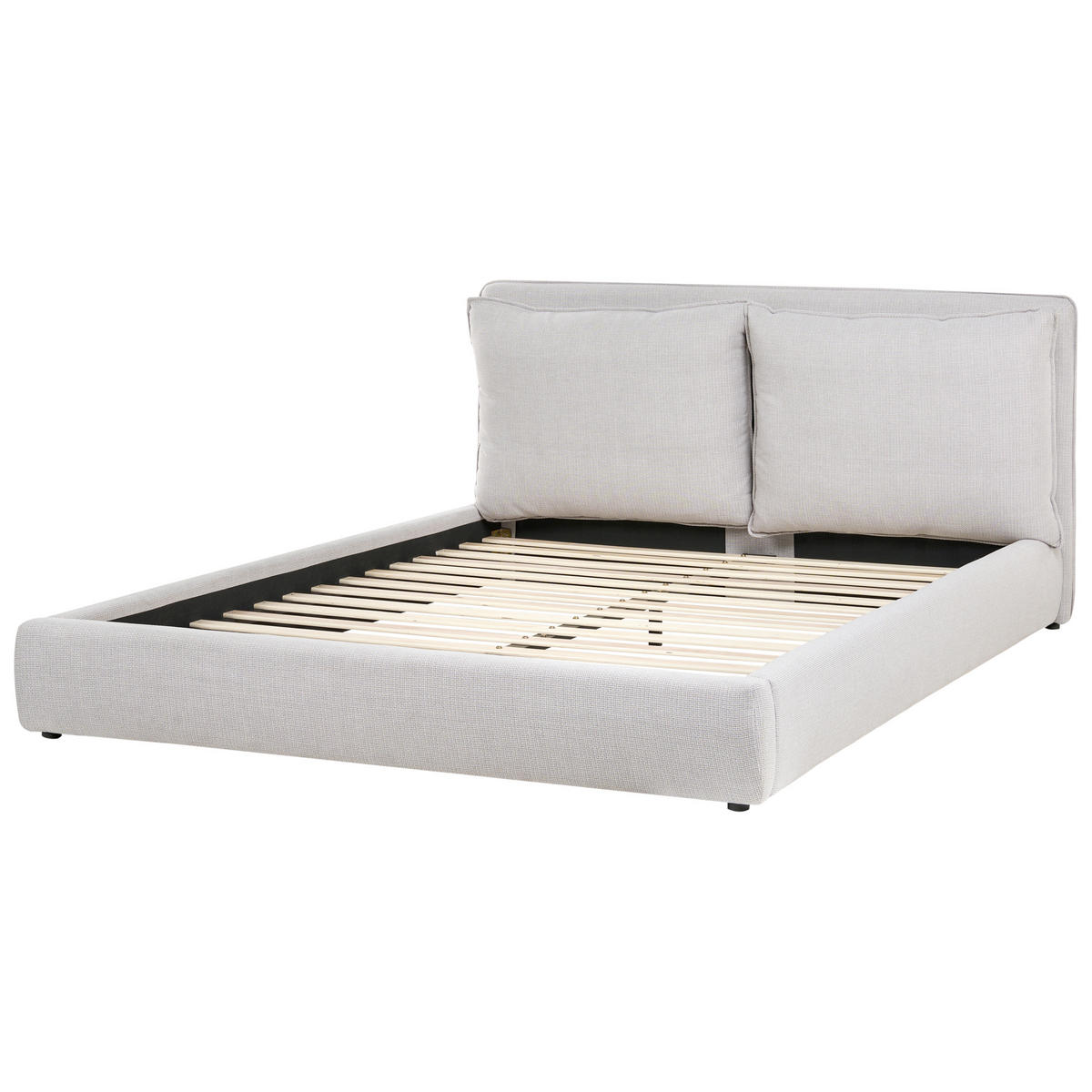 BETT mit Lattenrost 180/200 cm Hellgrau Bajonna - Hellgrau/Schwarz, Textil (180/200cm) - Beliani