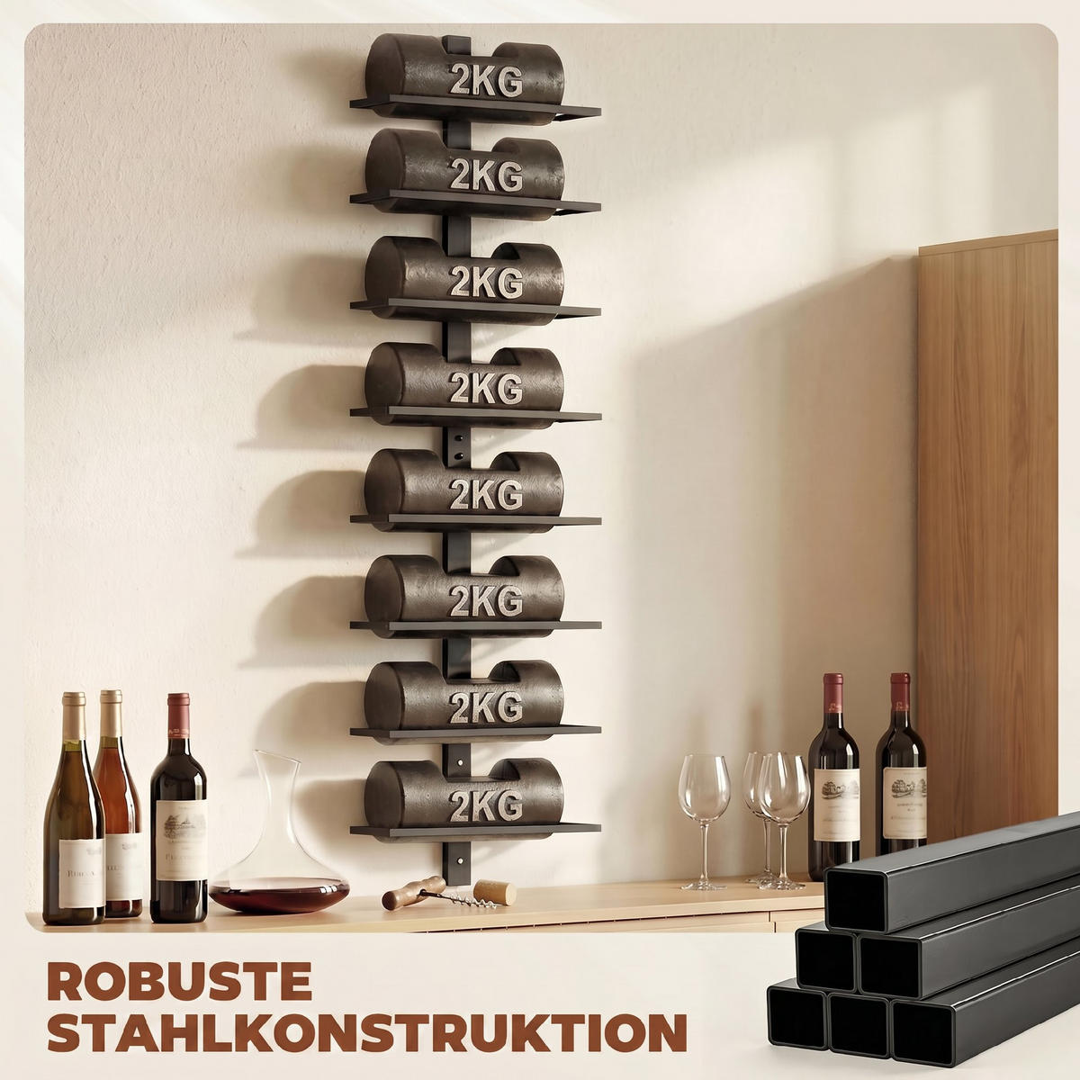WEINREGAL Stahl Schwarz - Schwarz, Metall (10/93.5/27cm) - HOMCOM