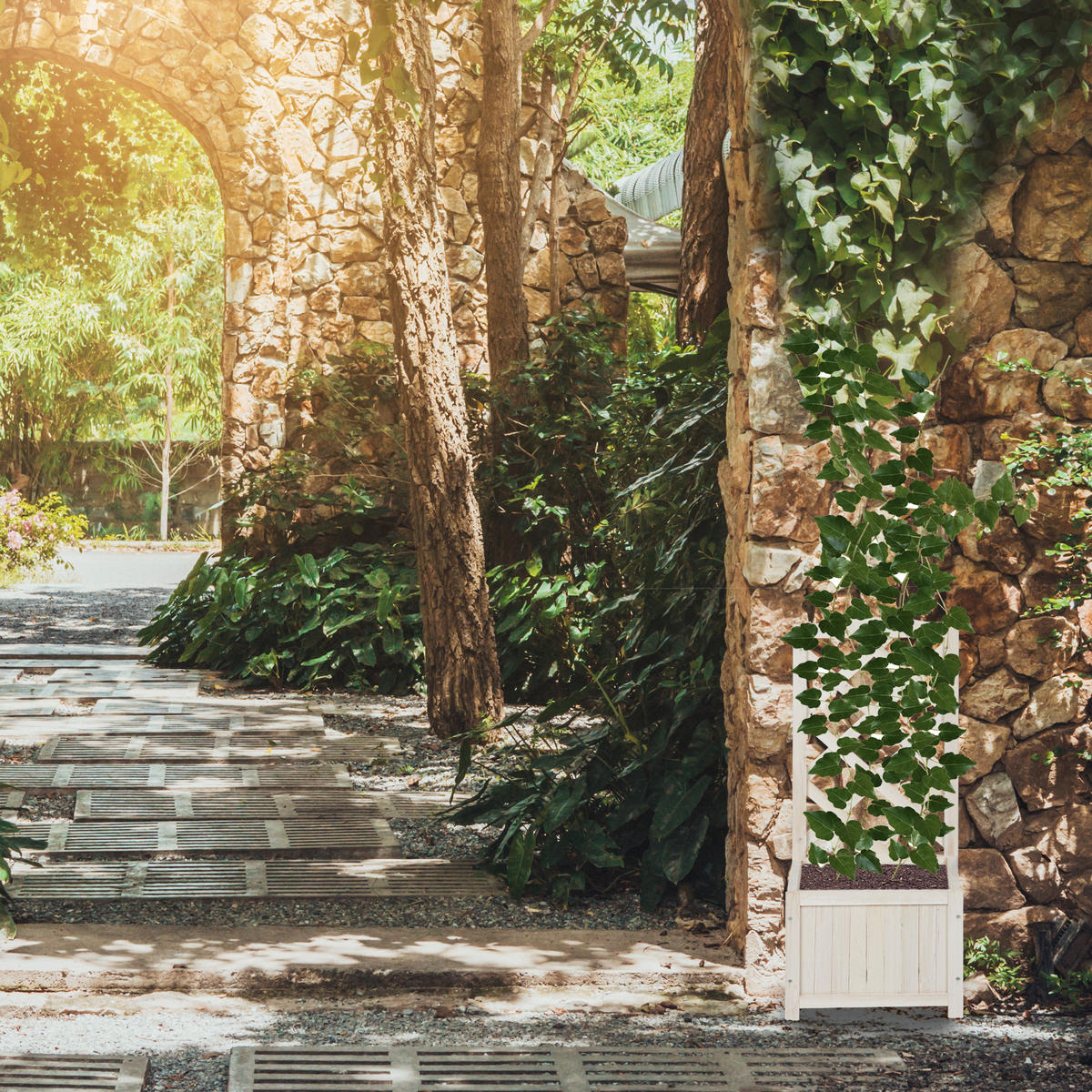 RANKKASTEN - Weiß, Holz (36/90/36cm) - Relaxdays