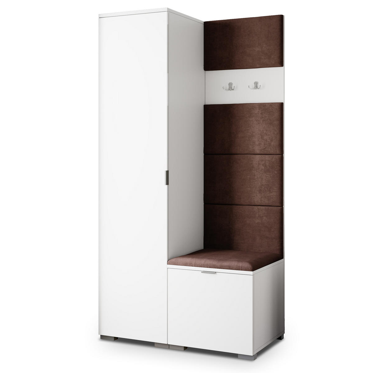GARDEROBENSCHRANK LORI 95/181/51 cm Modern Garderobe-Set Weiß - Weiß/Braun, Holzwerkstoff (95/181/51cm) - MASSENO