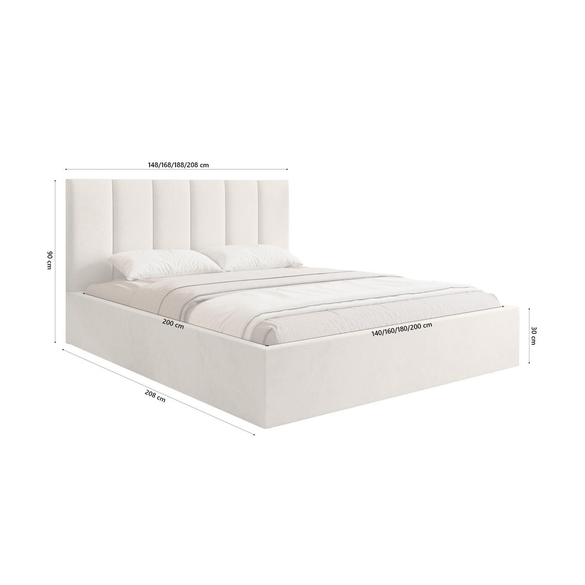 POLSTERBETT Eloria 180x200 cm, Beige - Beige, Textil (180/200cm) - Fedve