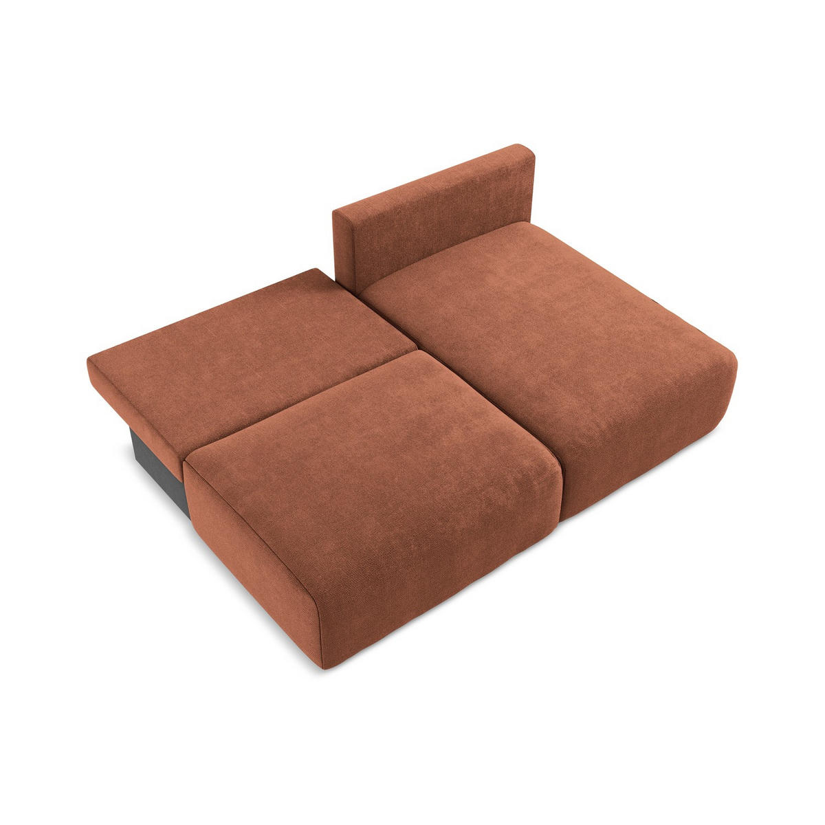 ECKSOFA mit Schlaffunktion rechts Chenille Stoff Orange - Terracotta/Schwarz, Kunststoff/Textil (210/149cm) - LaMiaSofa