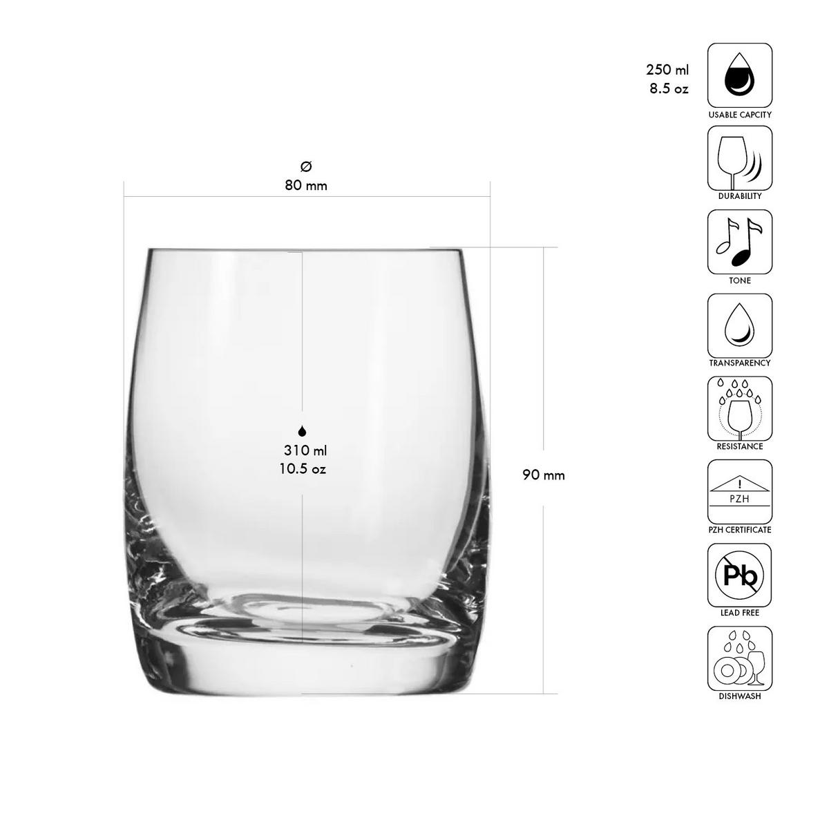 WHISKYGLÄSER, 6er-Set, 250 ml - Transparent, Glas (0.25L) - Krosno Glass