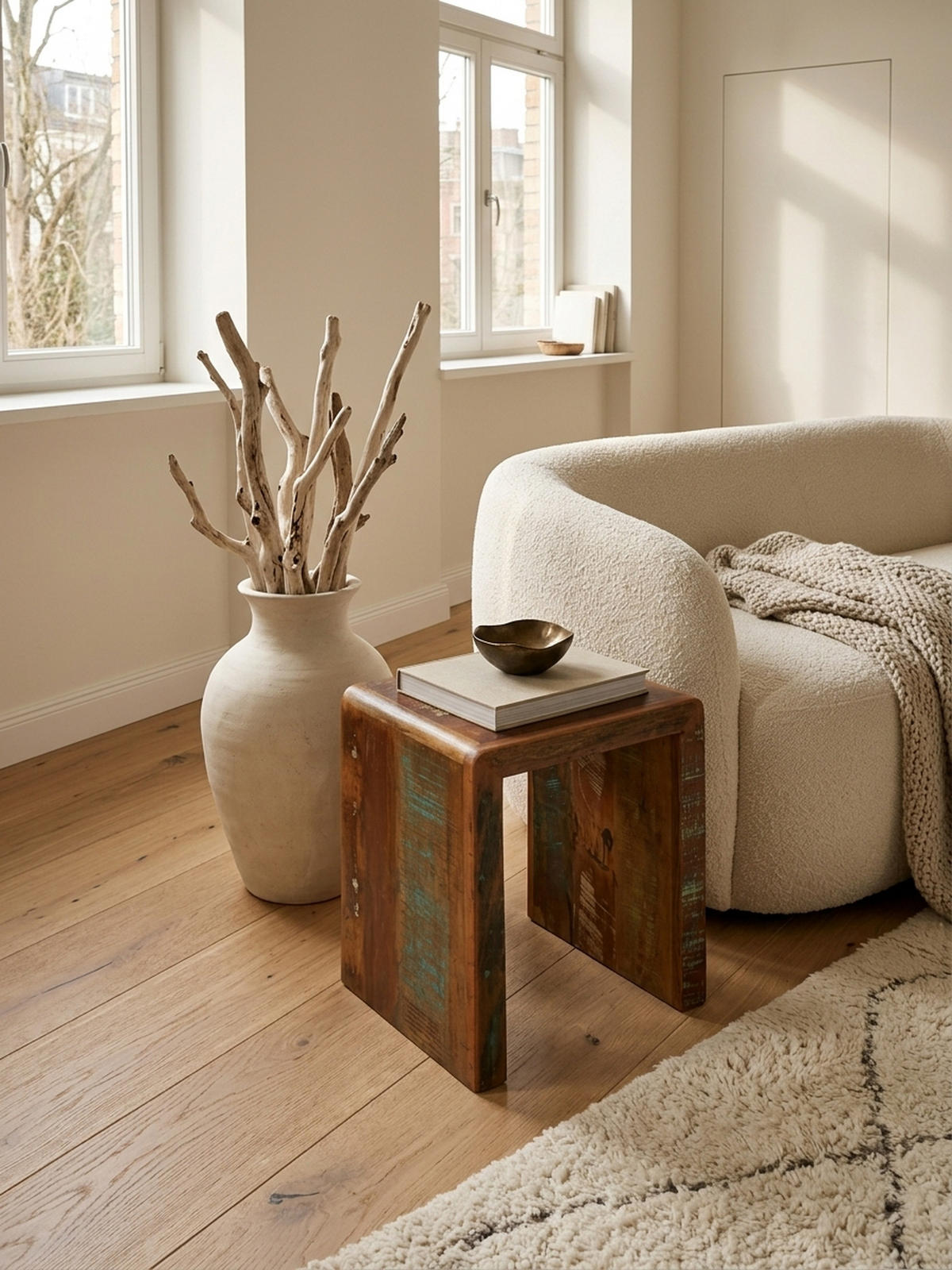 BEISTELLTISCH – Mango Massivholz Shabby Chic 30 kg belastbar - Braun, Holz (40/45/55cm) - KADIMA DESIGN