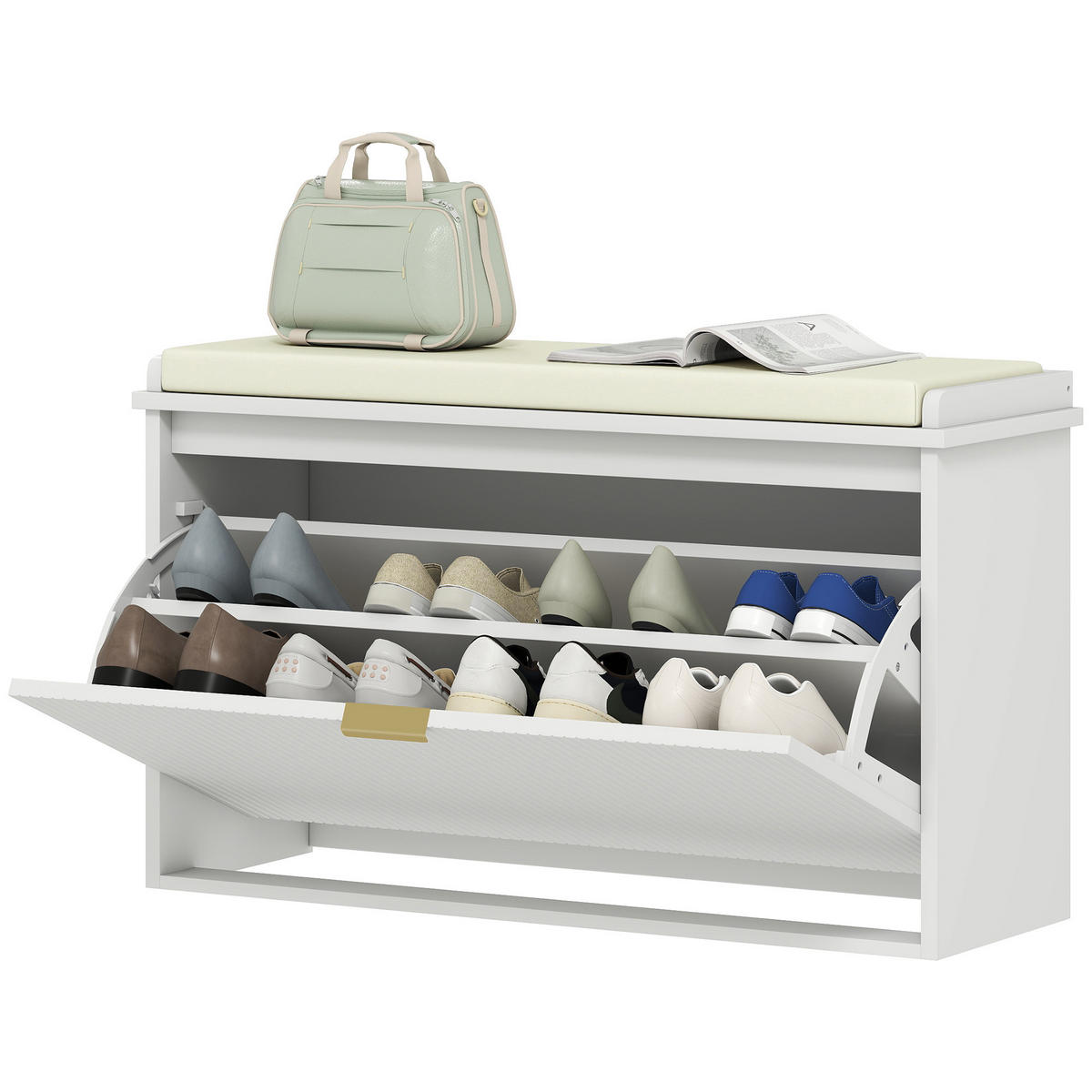 SCHUHBANK Weiß 1 Stück - Weiß, Kunststoff (26/47.5/80cm) - GiPP