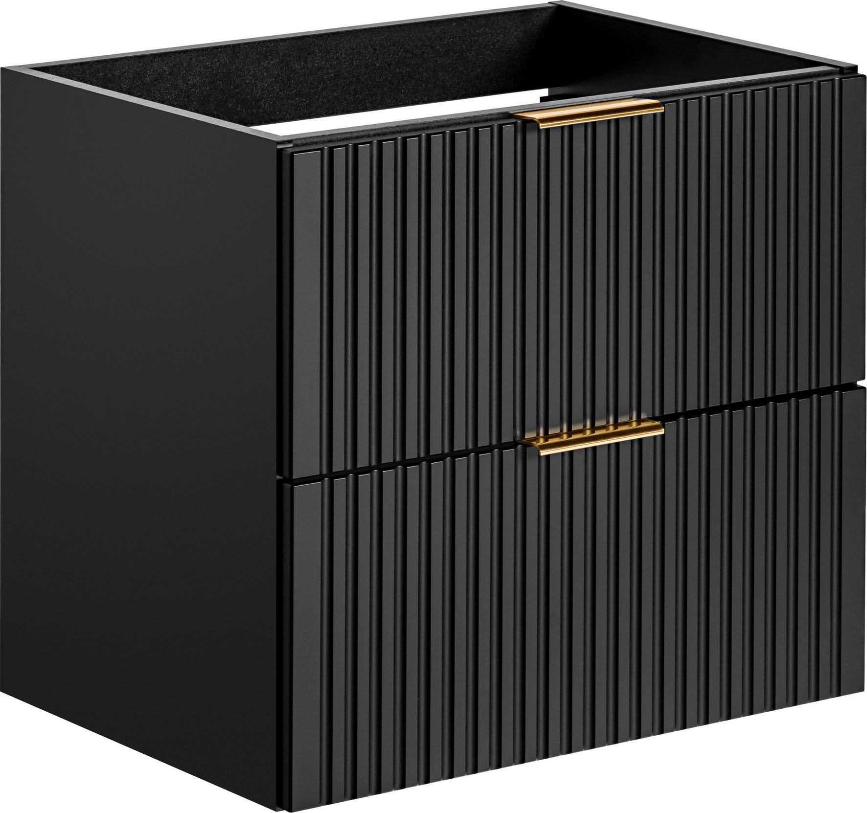 WASCHBECKENUNTERSCHRANK Niva hängend mit Rillenfronten in Schwarz, 60/57/46 cm - Multicolor/Schwarz, Holzwerkstoff/Kunststoff (60/57/46cm) - WFL GROUP