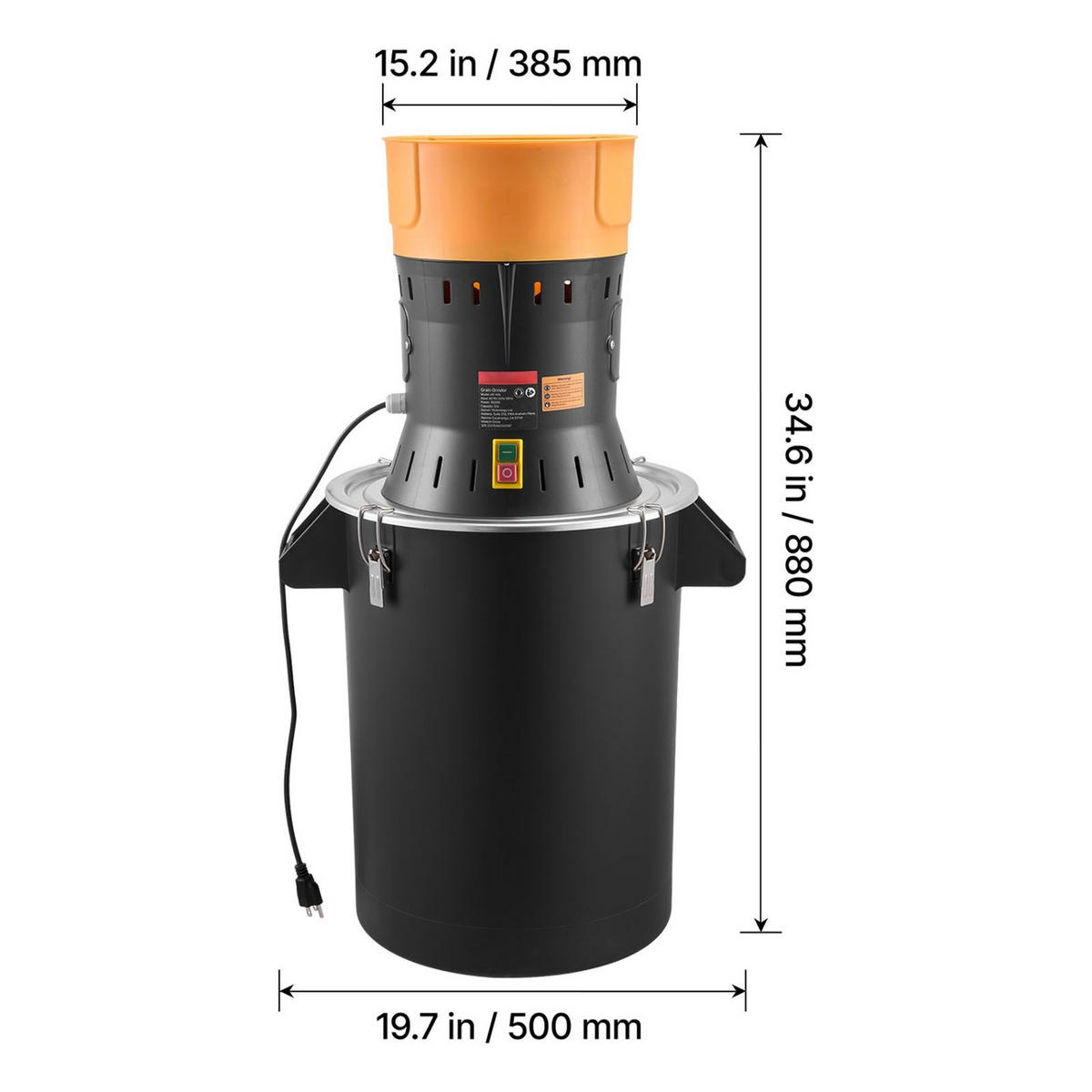 GETREIDEMÜHLE 600W mit verzinkten Klingen - Silberfarben, Metall (49.02/61.01/49.02cm) - Rolipo