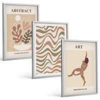 BILDER SET 3er Set - 40x60 cm Silberner Rahmen - Matisse Boho abstrakte Muster - Silberfarben, Kunststoff (40/60cm) - TULUP