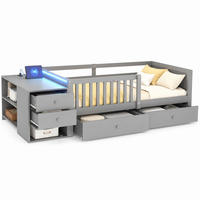 KINDERBETT 90/200 mit Schreibtisch,LED und Steckdose in Grau - Grau, Holzwerkstoff (90/200cm) - EVRYAE